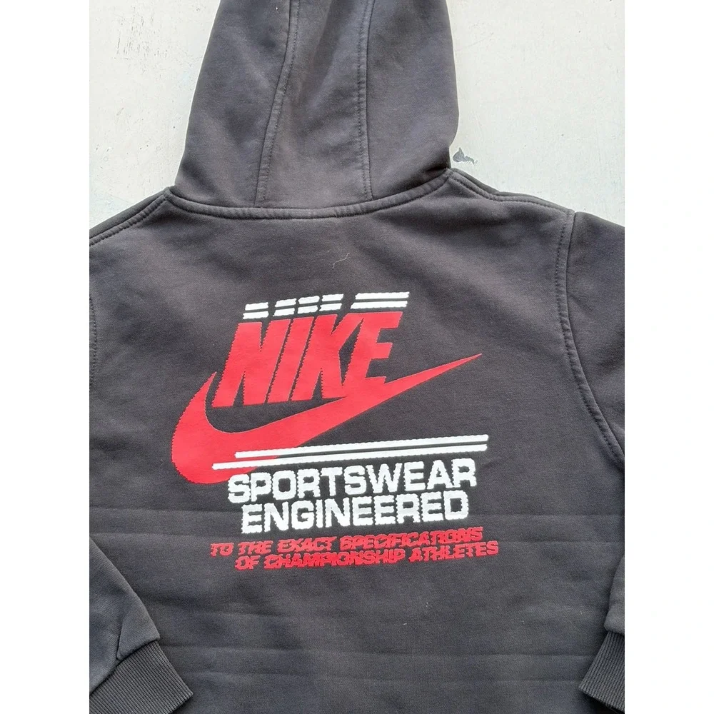Kid's Nike Hoodie Black Swish Logo L Spell-Out Street Check Casual Street Sports